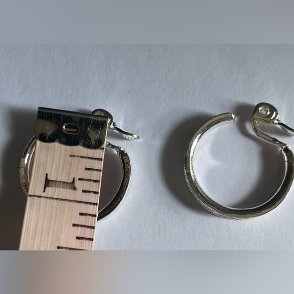 TJG Silver Toned Hoop Clip On Earrings - Picture 6 of 6